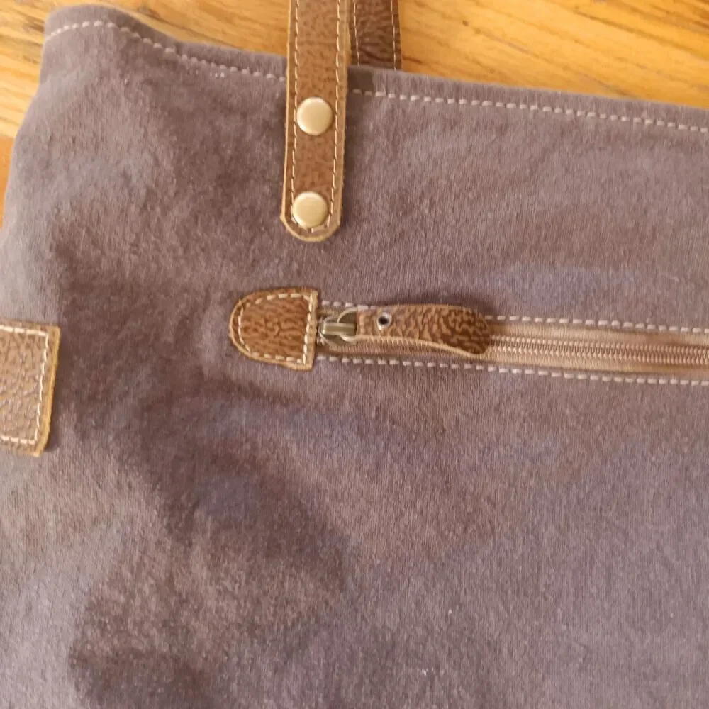 Myra bag canvas vegan leather flower print tote upcycled - Picture 8 of 8